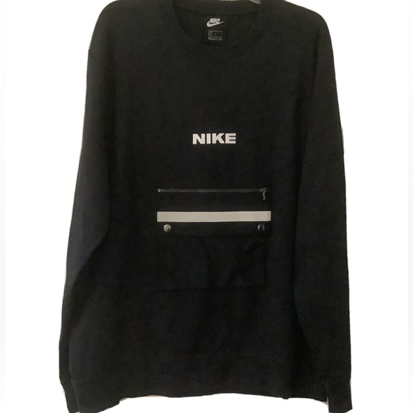 Nike Mens Crewneck Sweatshirt Pullover Sz Large Reflective pockets DA0069-010